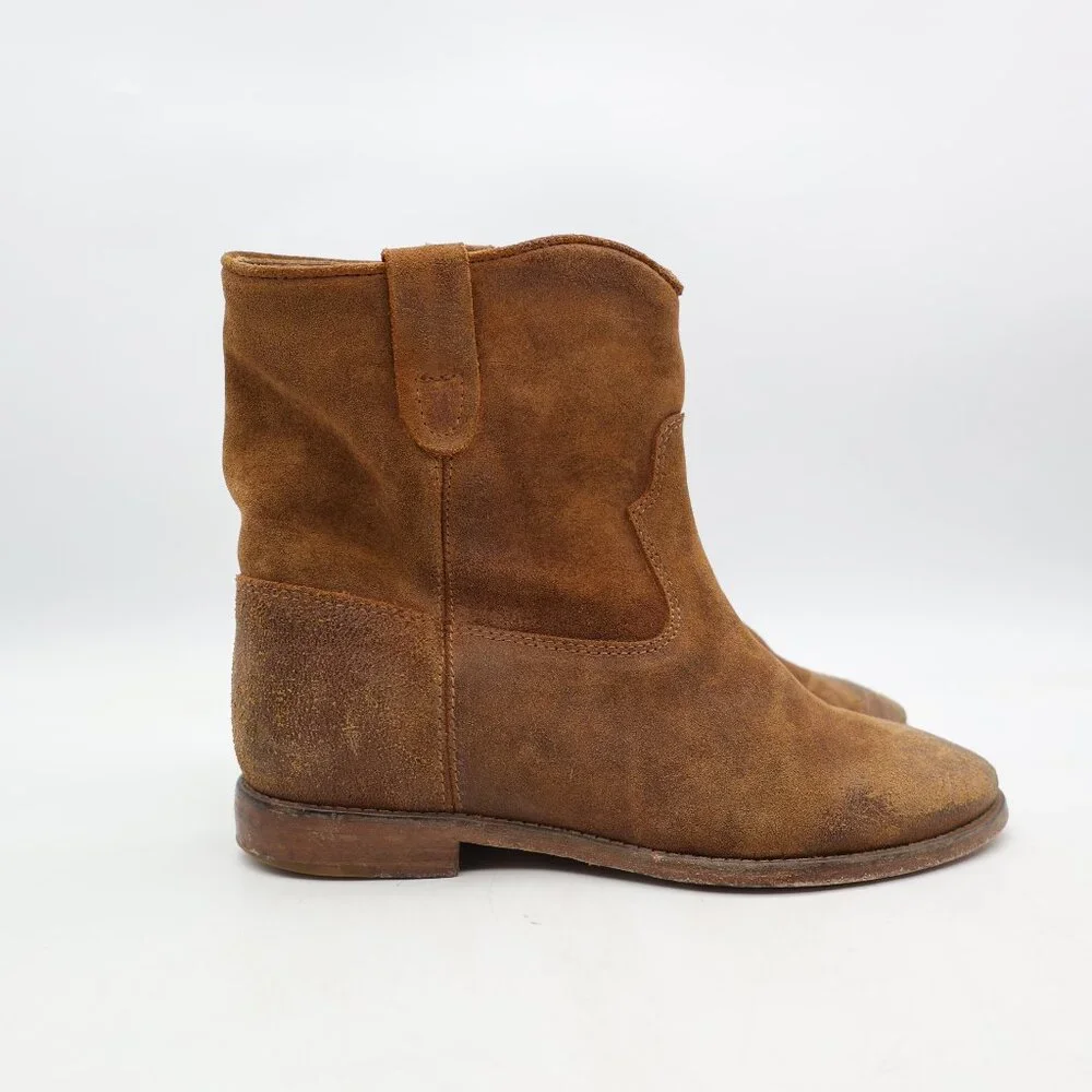 Isabel Marant Ankle Boot Suede Waxed Women's Size EU 39 Cowboy Western Round Toe